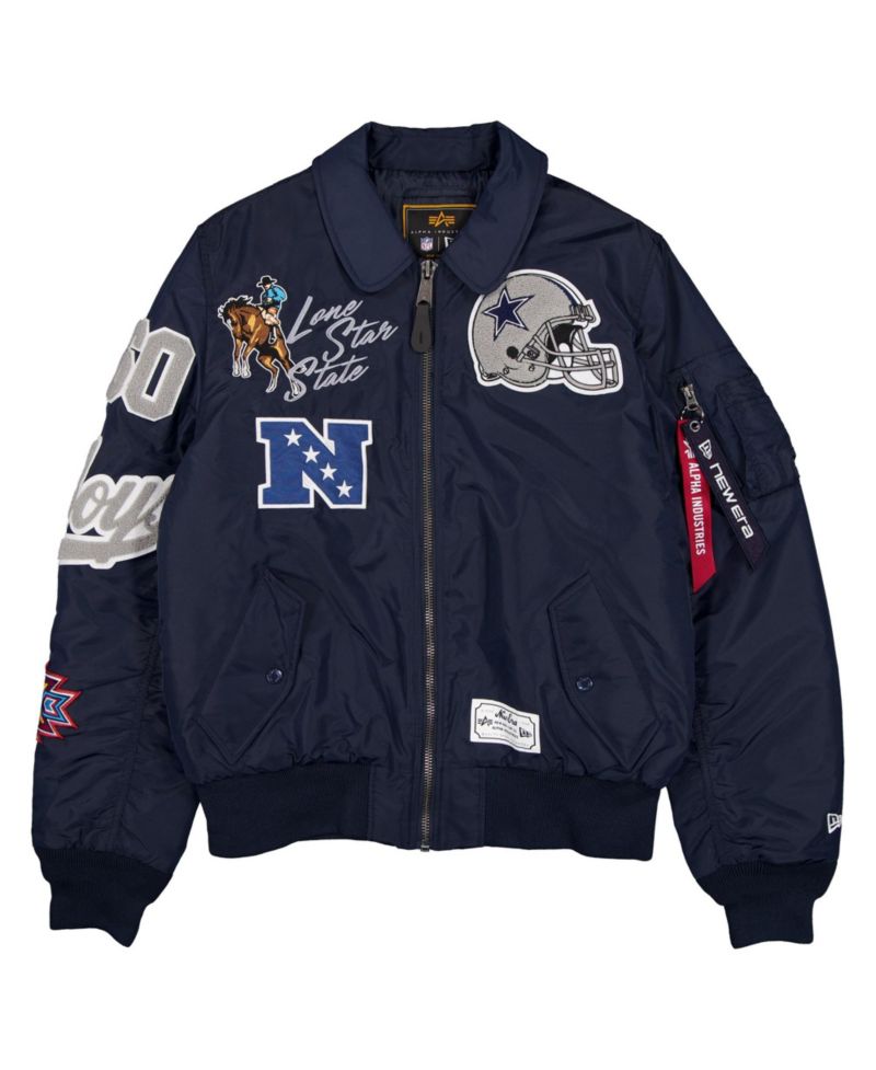 Men's Navy Dallas Cowboys MA-1 Full-Zip Bomber Jacket