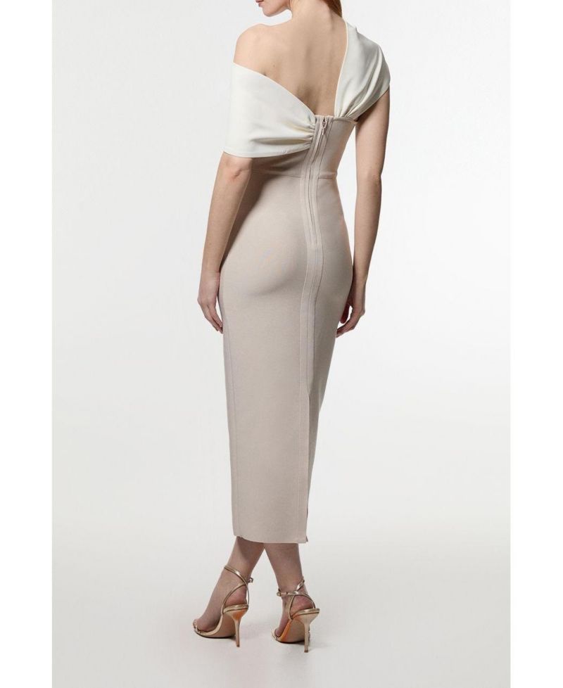 Women's Asymmetric Neckline Midi Dress