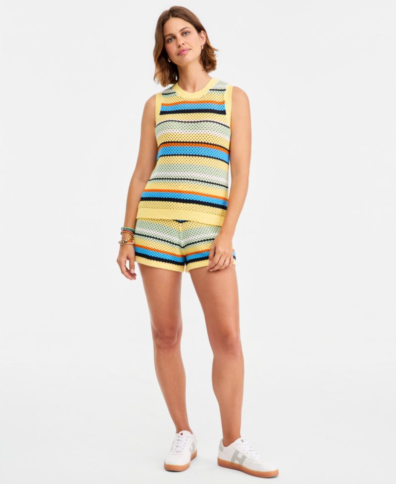 Women's Cotton Crochet Sleeveless Sweater