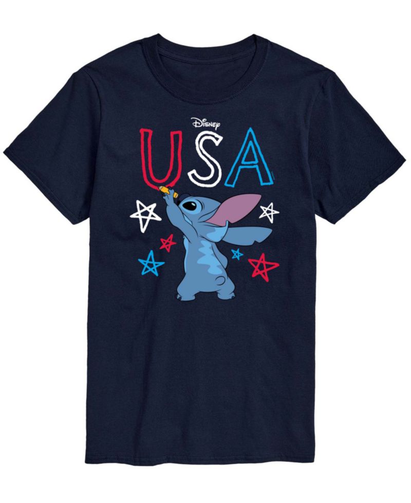 Men's Lilo USA Stitch Drawing Short-Sleeve Graphic T-Shirt