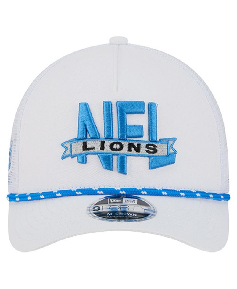 Men's White Detroit Lions NFL 9FORTY A-Frame M-Crown Adjustable Trucker Hat