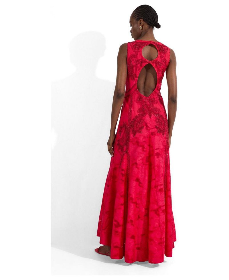 Women's Beaded Open Back Maxi Dress
