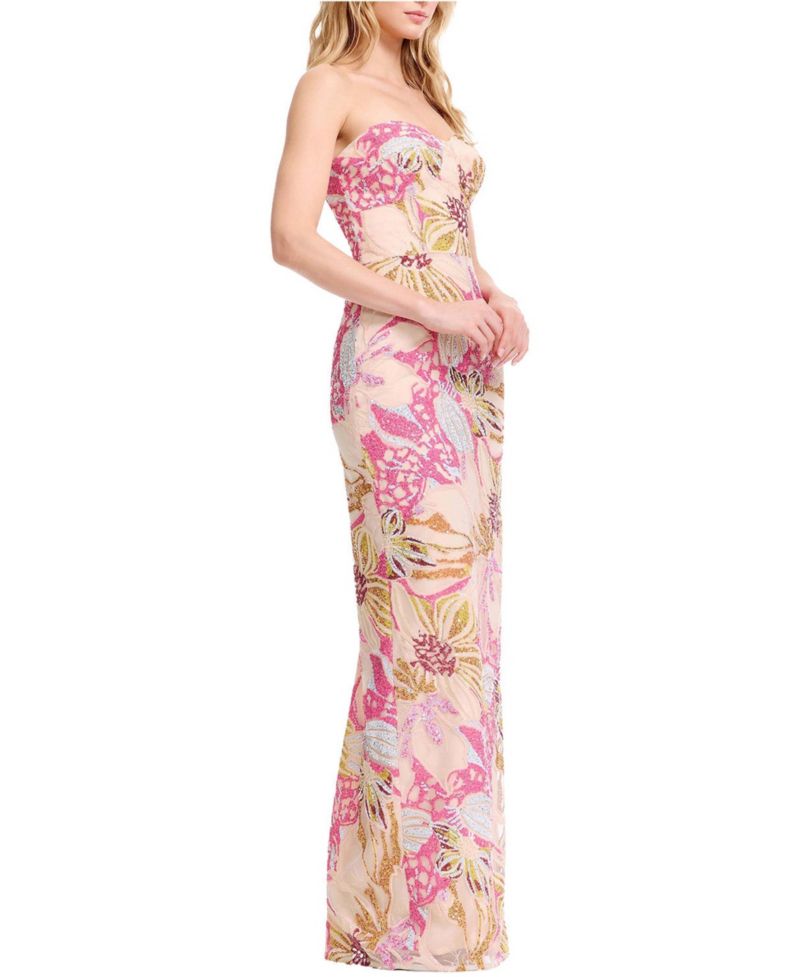 Women's Vada Strapless Floral Sequin Gown