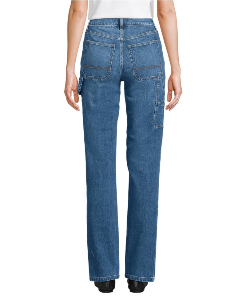 Women's Soft Denim High Rise Rail Straight Leg Utility Jeans