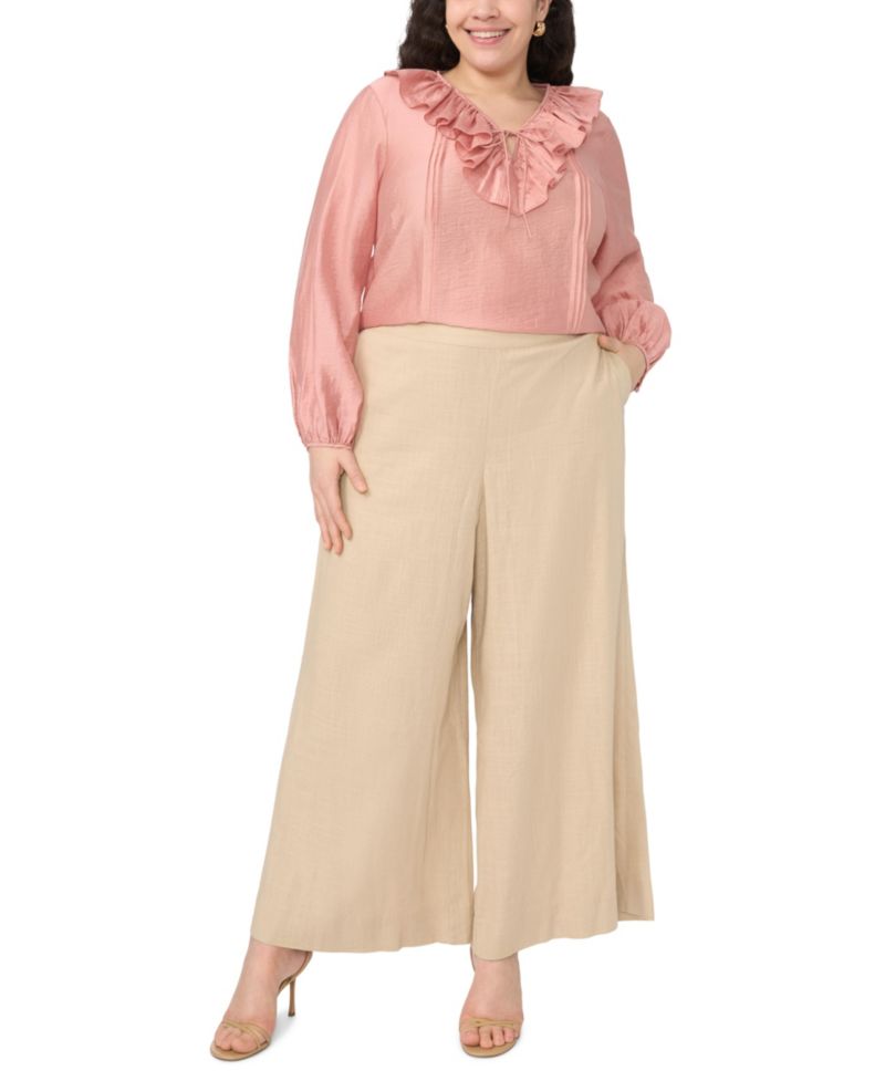 Plus Size Ruffle V-Neck Top