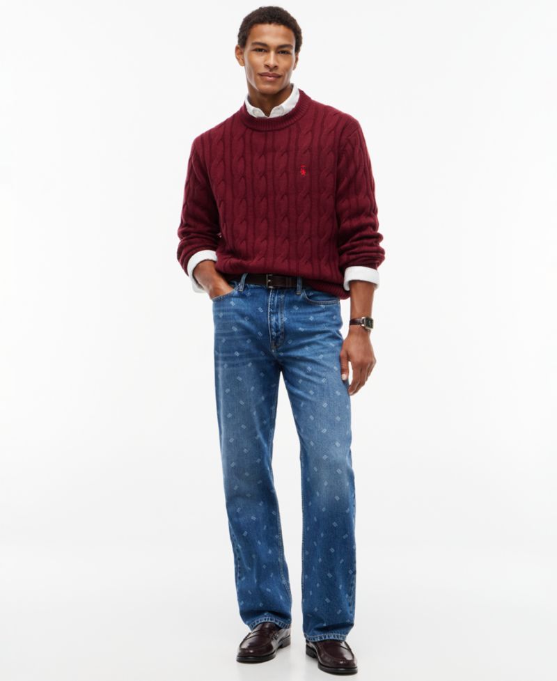 Men's American Icons Cable Crewneck Regular-Fit Sweater