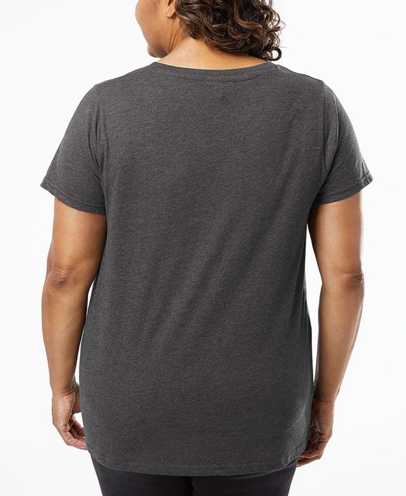 Plus Size One Love Heart Word Art V-Neck T-Shirt