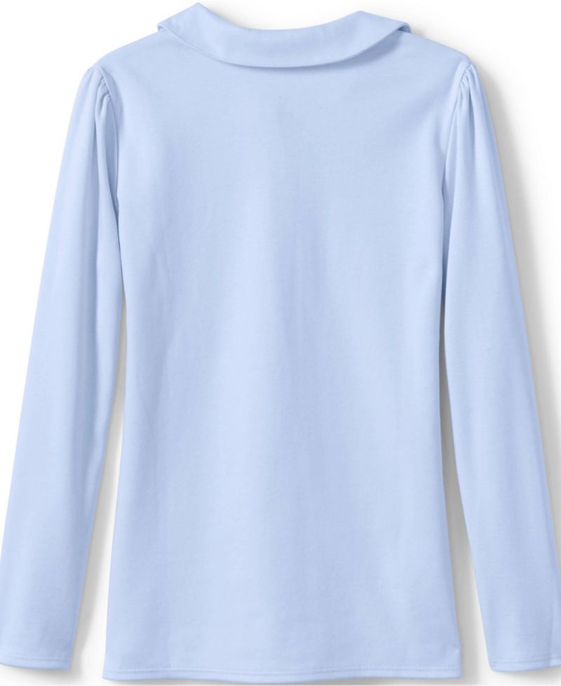 Child School Uniform Girls Long Sleeve Peter Pan Collar Polo Shirt