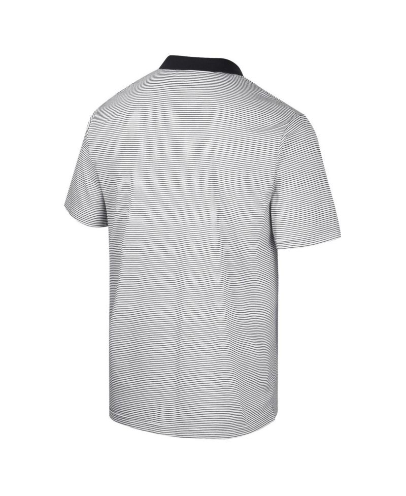 Men's White, Black UCF Knights Print Stripe Polo Shirt