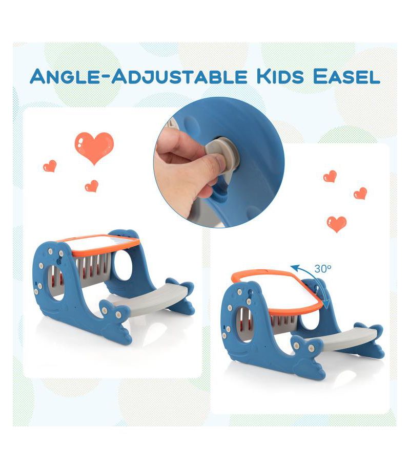 Toddler Convertible Activity Table Set Easel with Erasable Whiteboard-Blue