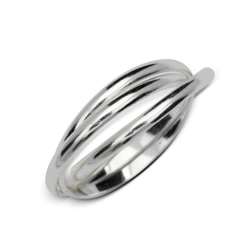 925 Sterling Silver Unisex 6mm Polished Intertwining Rolling Ring