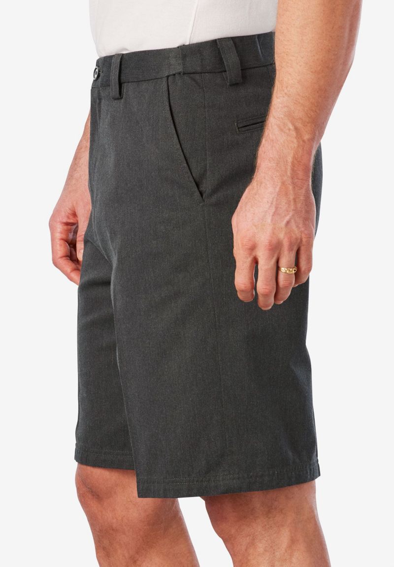 Men's Wrinkle-Free Expandable Waist Plain Front Shorts