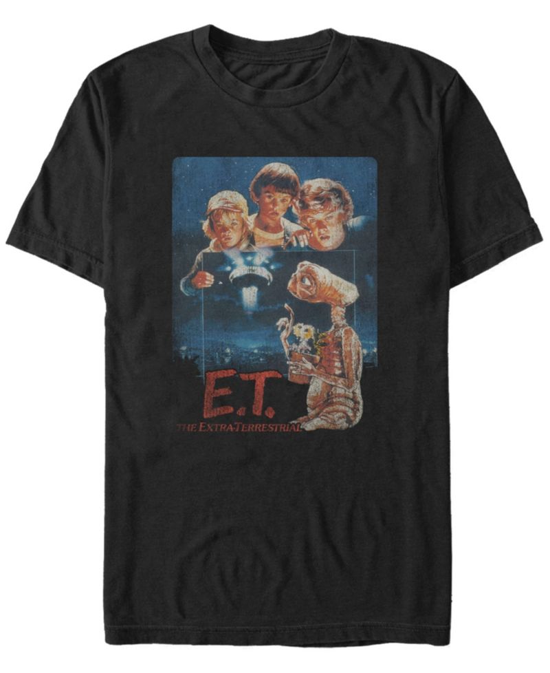 E.T. the Extra-Terrestrial Men's Distressed Vintage-Like Photograph Short Sleeve T-Shirt