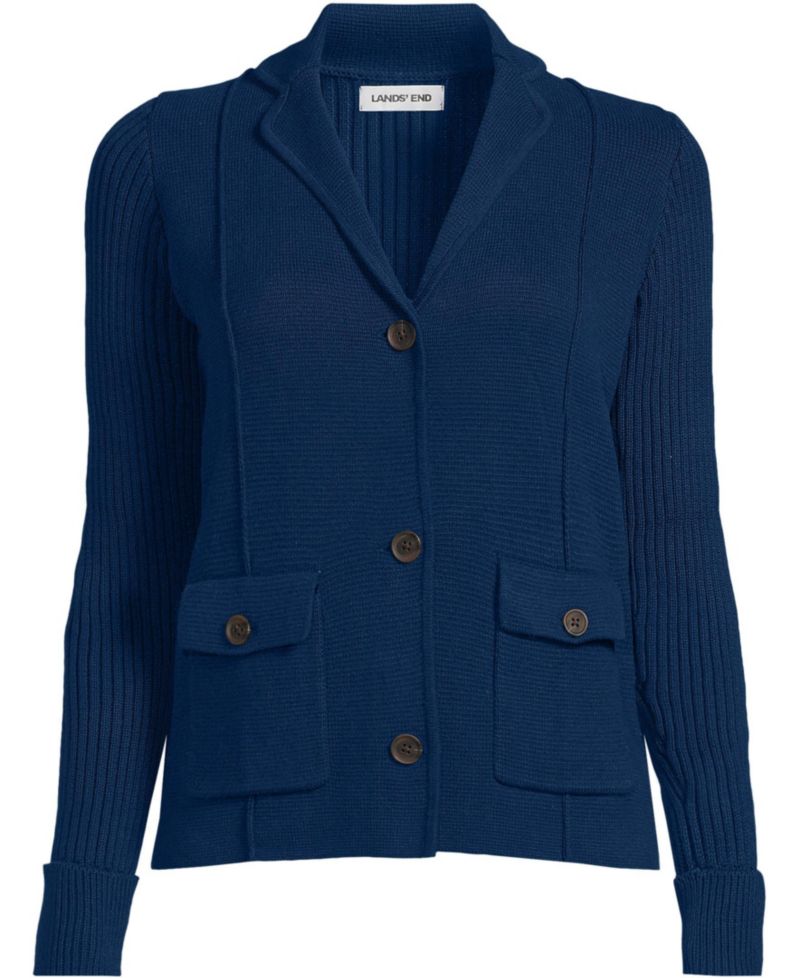 Women's Petite Drifter Ribbed Collared Blazer Sweater