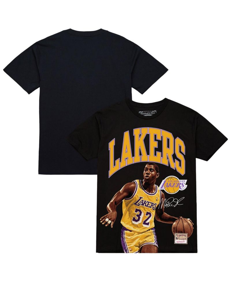 Men's Magic Johnson Black Los Angeles Lakers Hardwood Classics Player Arch T-Shirt
