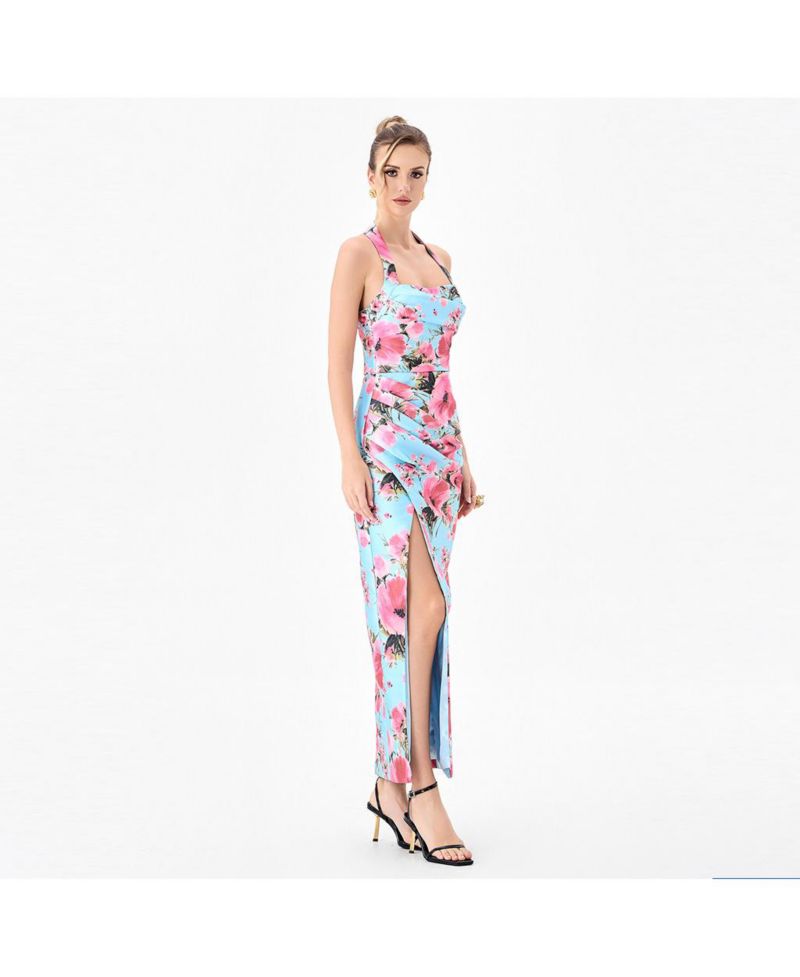 Women's Dillian Halter Floral-Print Midi Dress