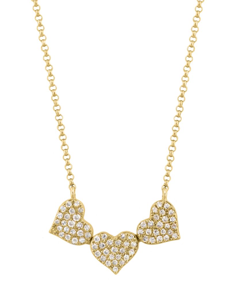 EFFY® Diamond Pav&eacute; Triple Heart Pendant Necklace (1/4 ct. t.w.) in 14k Gold, White Gold & Rose Gold or 14k White Gold