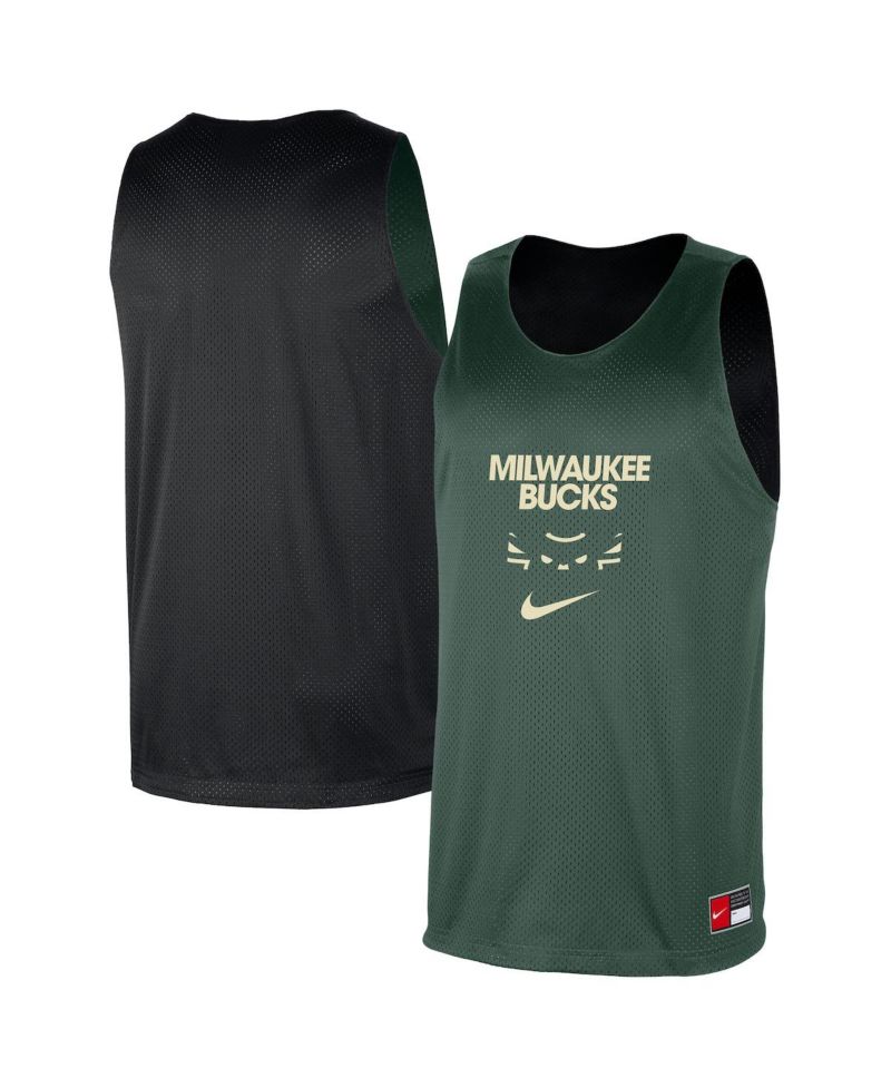 Men's Hunter Green/Black Milwaukee Bucks Courtside Reversible Mesh Practice Jersey