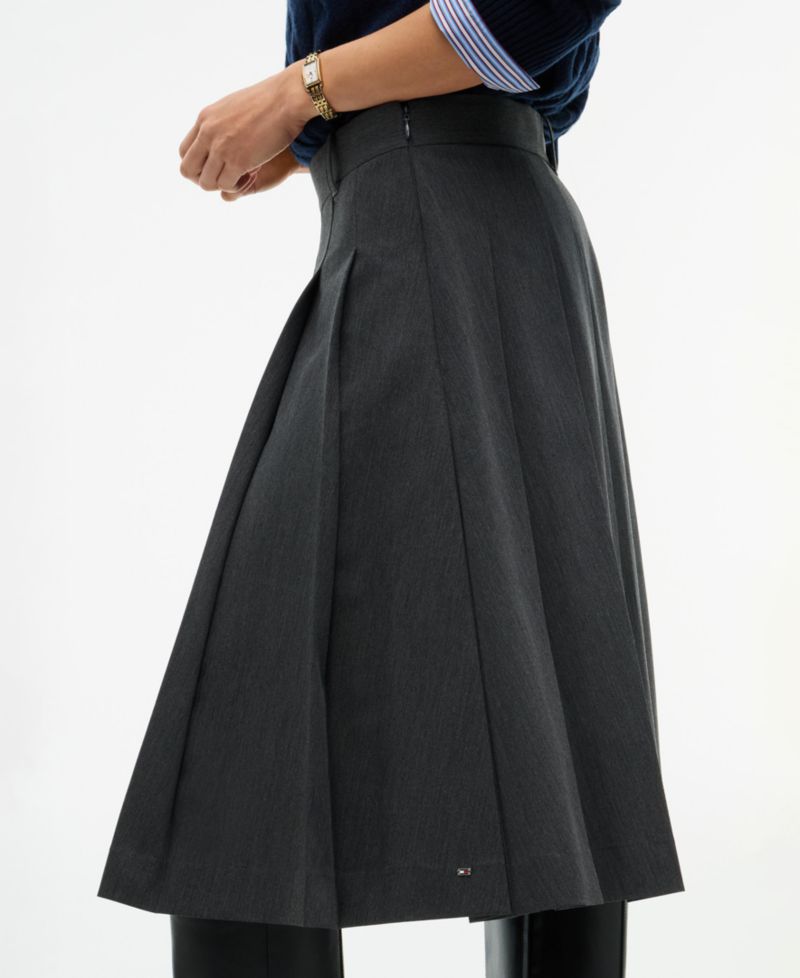 Women's Pleated High-Waisted Midi Skirt