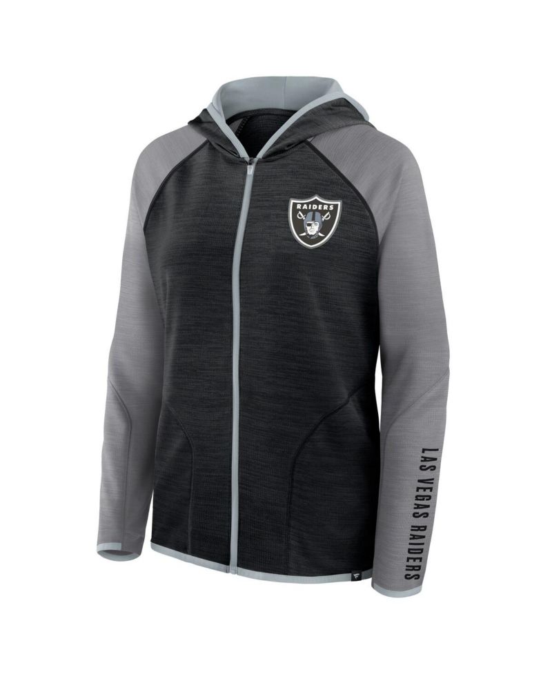 Women's Black/Gray Las Vegas Raiders Redzone End Around Pass Raglan Full-Zip Hoodie