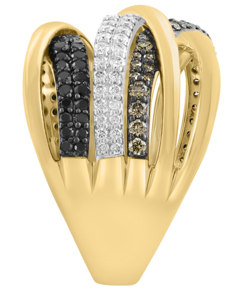 White, Brown, & Black Diamond Ring (1-1/10 ct. t.w.) in 14k Yellow Gold