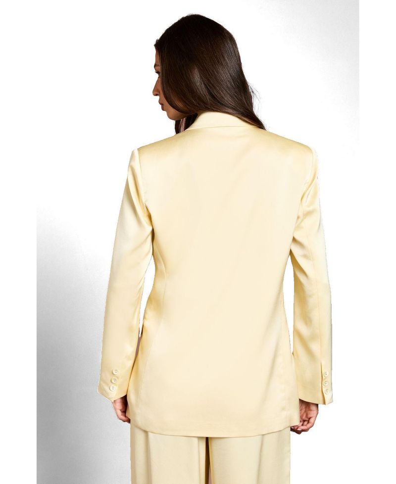 Women's Tailored Double-Breasted Satin Blazer