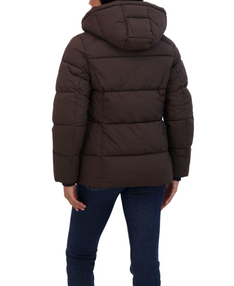 Women's Short Hooded Stretch Puffer Jacket