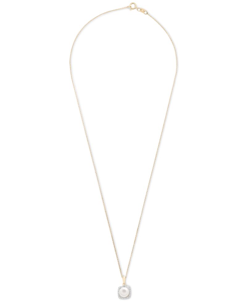 3-Pc. Set Cultured Freshwater Pearl (6-7mm) & Diamond Accent Pendant Necklace, Earrings, and Ring in 14k Gold-Plated Sterling Silver