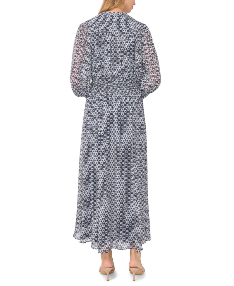 Women's Long-Sleeve Smocked-Waist Tiered Dress