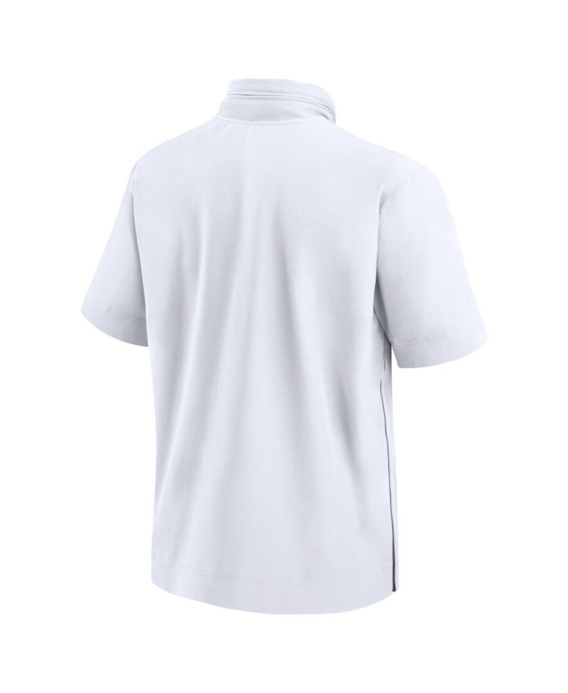 Men's White Michigan Wolverines 2024 Sideline Coach Short Sleeve Half-Zip Hoodie Jacket
