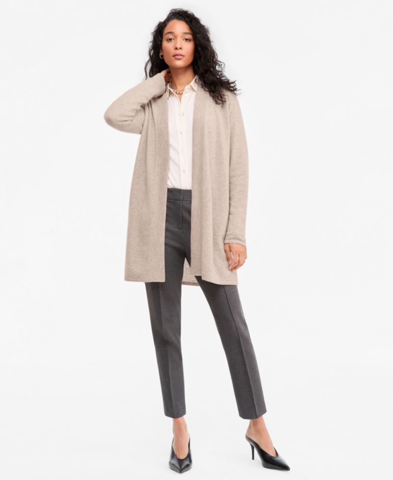 Women's 100% Cashmere Split-Hem Long Cardigan