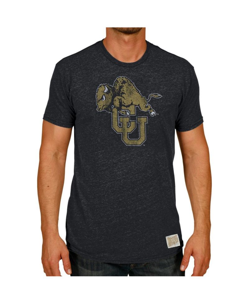 Men's Black Colorado Buffaloes Vintage-Like Tri-Blend Logo T-shirt