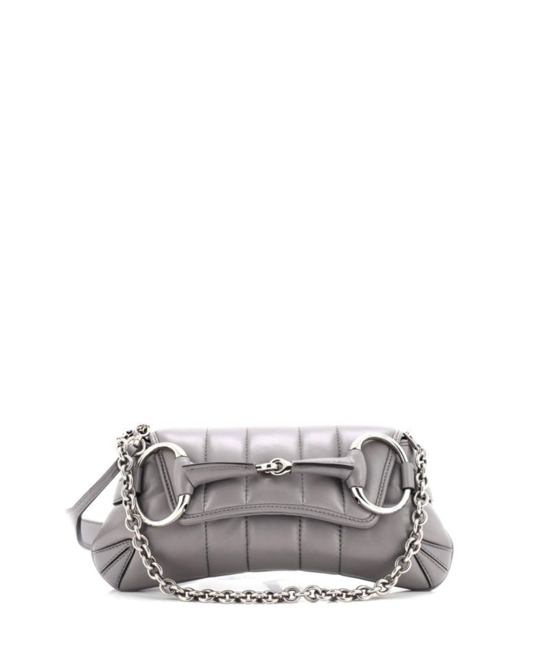 Small Horsebit Chain Shoulder Bag Vertical Quilted Leather