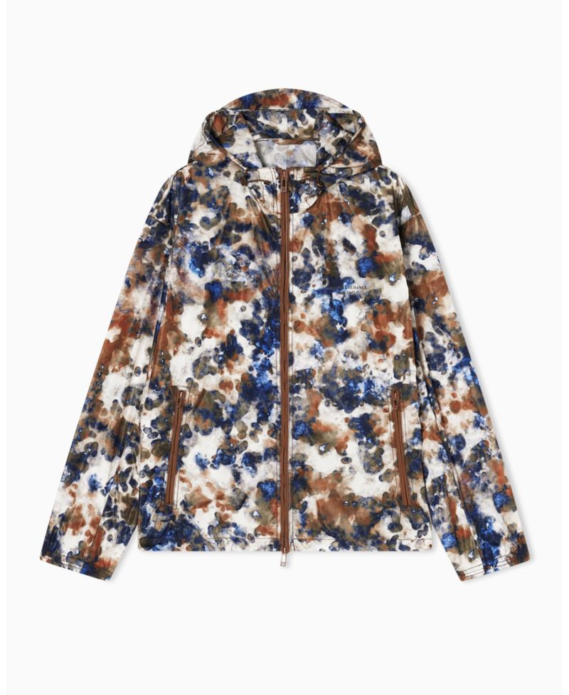 Men's Watercolor Print Nylon Windbreaker