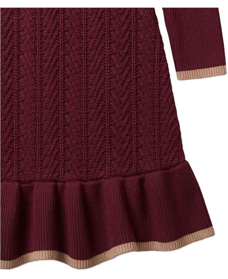 Little and Big Girls (6 - 12) Organic Mock Neck Flounce Hem Sweater Dress