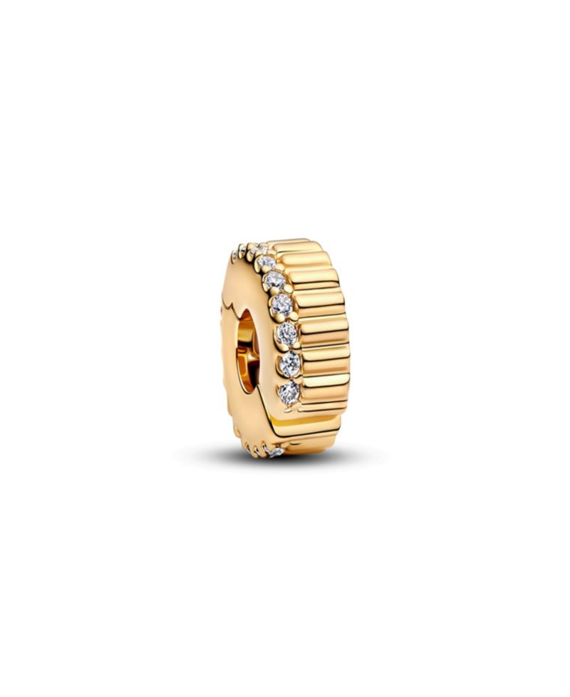 Clear Cubic Zirconia Ribbed Clip Charms