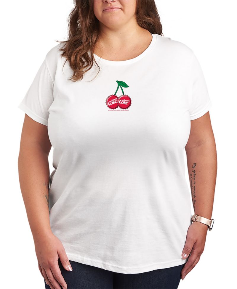 Plus Size Cherry Coke Bottle Cap Cherries Graphic T-Shirt