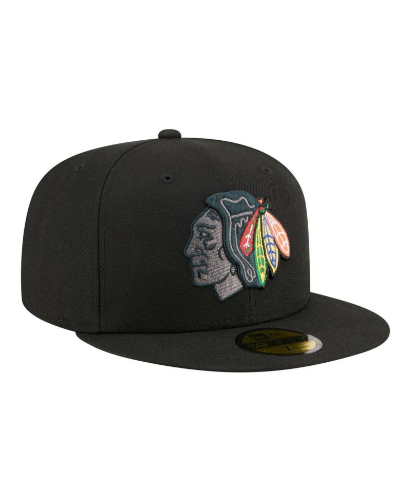 Men's Black Chicago Blackhawks Color Pop 59FIFTY Fitted Hat
