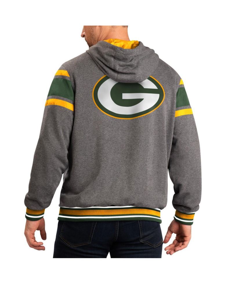 Men's Green, Gray Green Bay Packers Extreme Full Back Reversible Hoodie Full-Zip Jacket