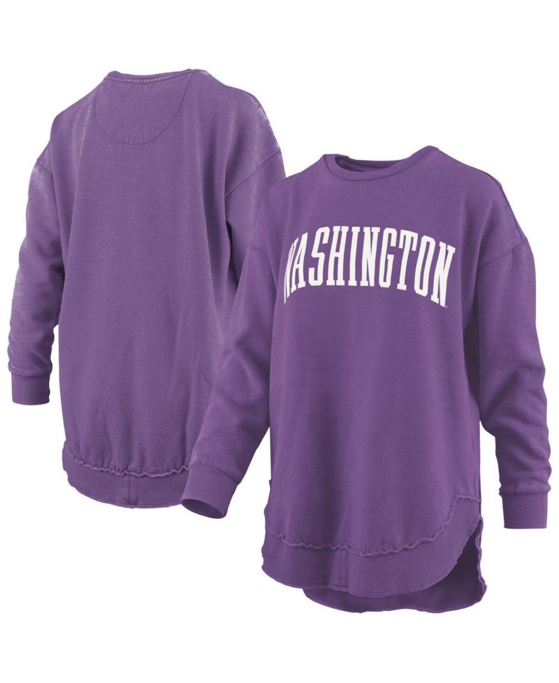 Women's Purple Washington Huskies Melange Poncho Vintage Fleece Long Sleeve Pullover Sweatshirt