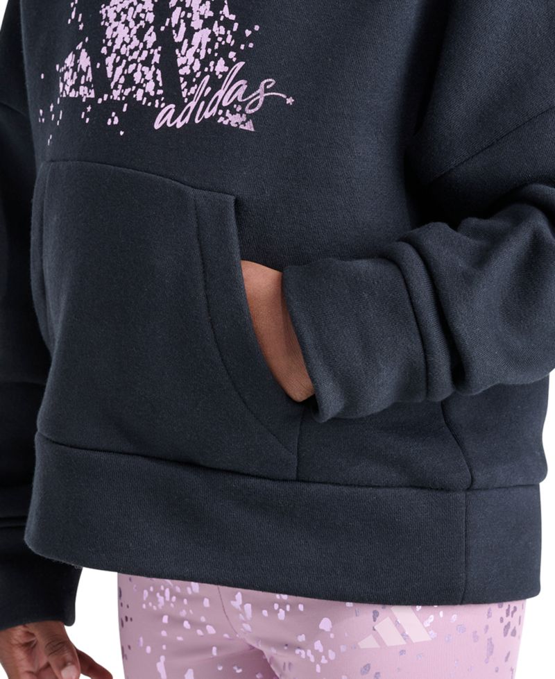 Girls' 2T-6X Hooded Kangaroo-Pocket All-Over-Print Pullover and Leggings, 2-Piece Set