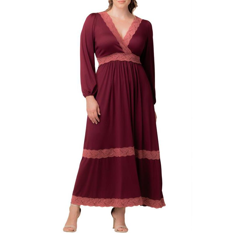 Women's Plus Size Lara Lace Trim Long Dress