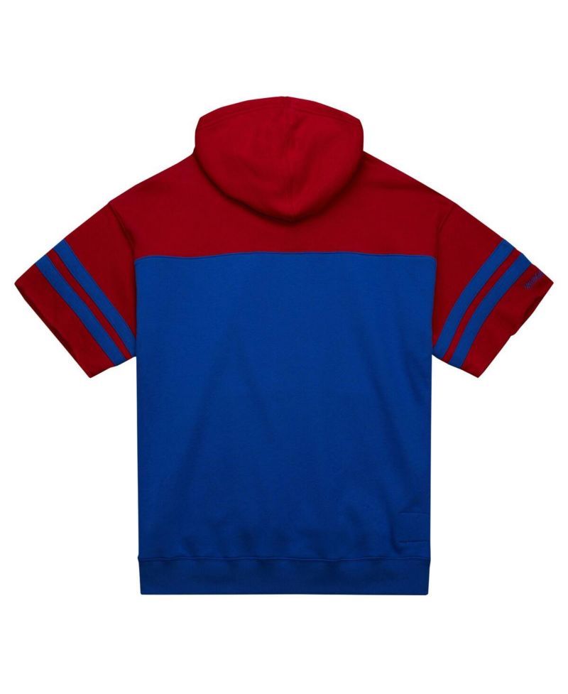 Men's Royal New York Giants Off Field vintage-like Logo Short Sleeve Pullover Hoodie