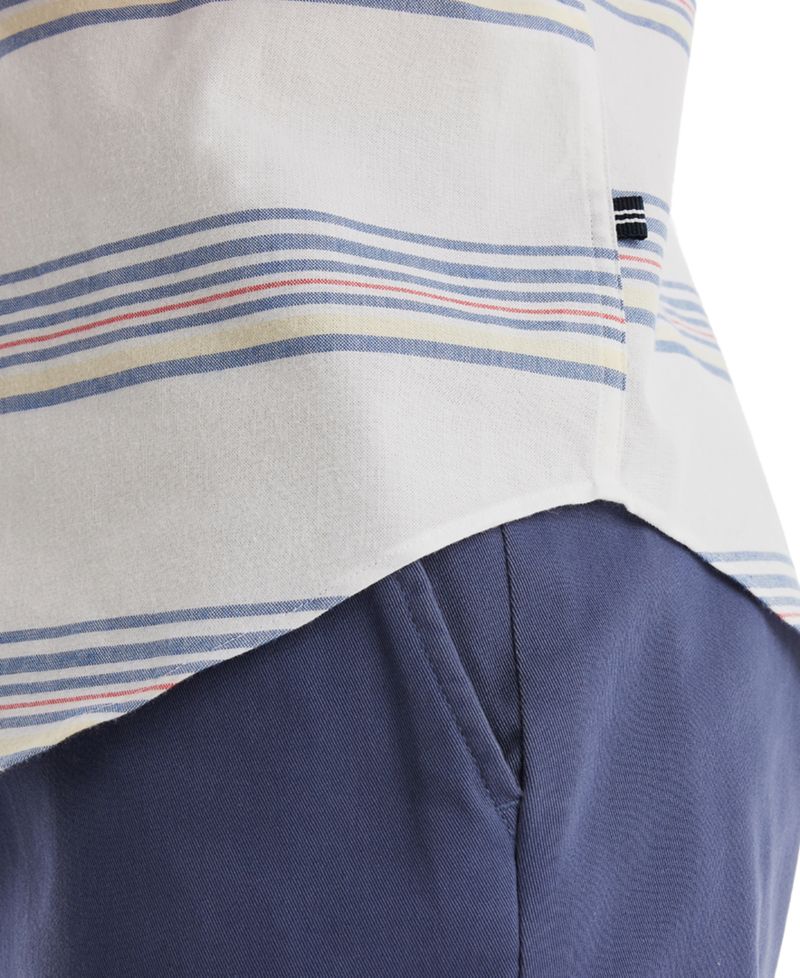 Men's Short Sleeve Button-Down Striped Oxford Shirt