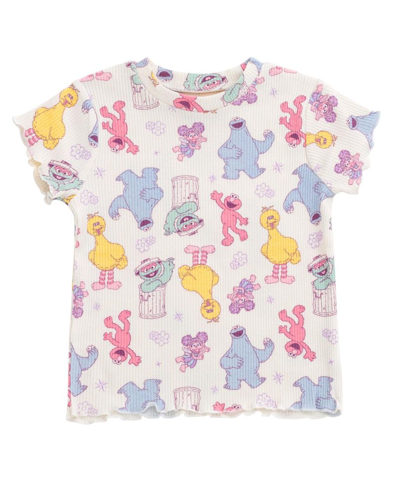 Little Girls Ribbed T-Shirt and Shorts Outfit Set