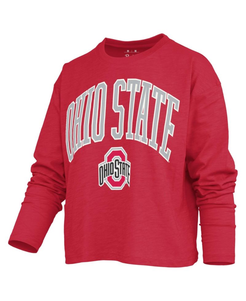 Women's Ohio State Buckeyes Motley Crewneck Long-Sleeve T-Shirt