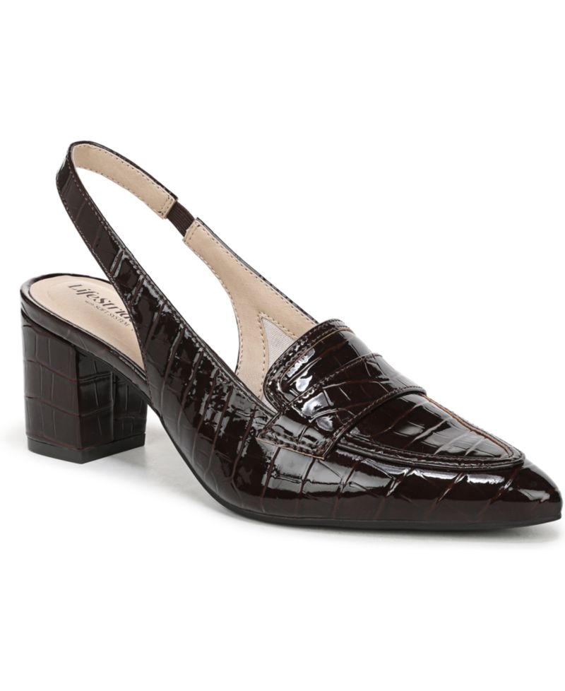 Women's Angel Pointed Toe Block Heel Slingback Pumps
