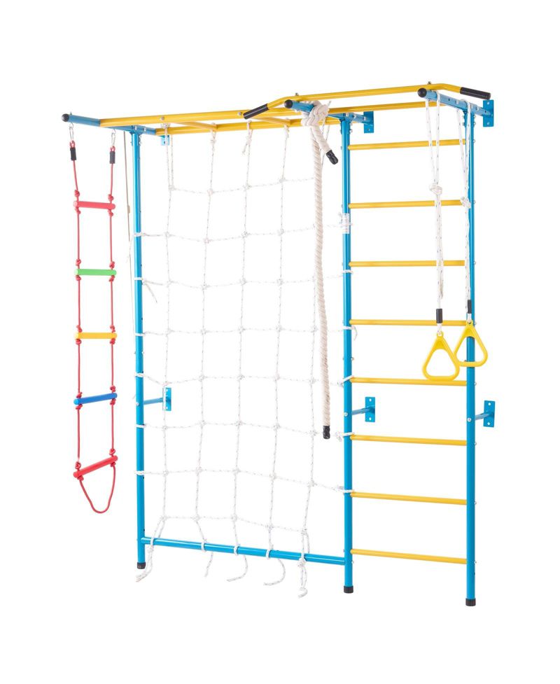 Toddler 7 in 1 Steel Indoor Wall Gym with Climbing Toys Ladder Slide and Swing