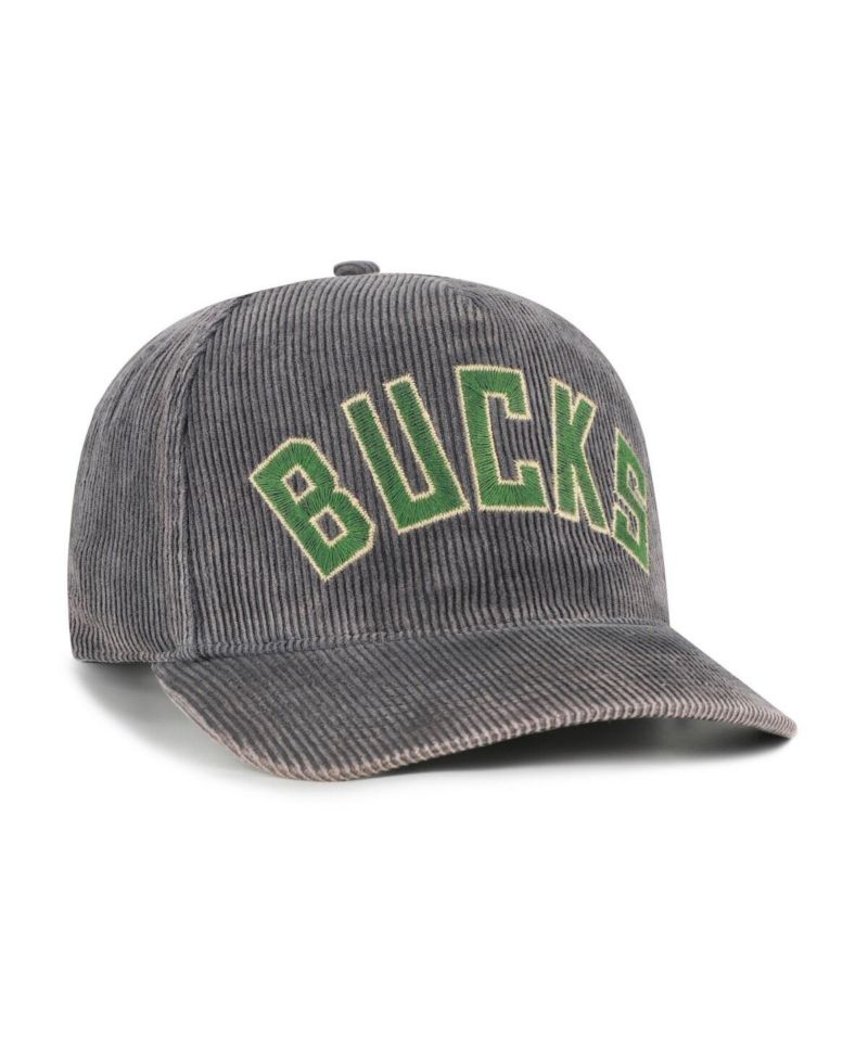 Men's Charcoal Milwaukee Bucks Reclaim Snow Wash Corduroy Adjustable Hitch Hat