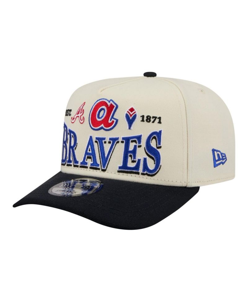Men's Cream Atlanta Braves Throwback Tri-Hit A-Frame 9FIFTY Adjustable Hat
